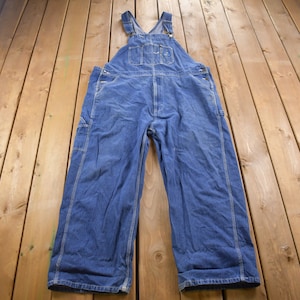 Vintage 1990s Real Work Wear Blue Denim Jean Overalls Size 46 Waist 27 Inch Inseam / Vintage Overalls / Streetwear / Vintage Workwear