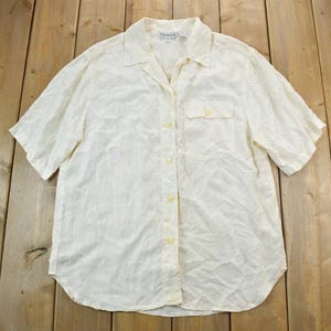 Vintage 1990s Christie & Jill Cream Button Up Shirt / Vintage T Shirt / Streetwear / Single Stitch