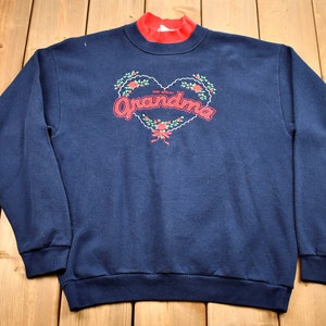 Vintage 1990s Grandma Mock Neck Crewneck / A Very Special Grandma Embroidered Sweatshirt / Love & Hearts Sweatshirt / Endless Designs