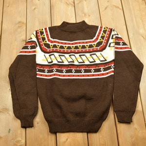 Vintage 1980s Knit Mock Neck Sweater / 80s Mock neck / Striped / Sweatshirt / Turtle Neck / Crewneck / Formal / Acrylic Mock Neck Knit