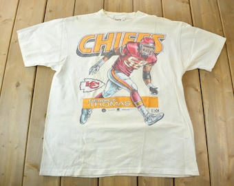 Vintage 1996 Kansas City Chiefs Derrick Thomas NFL Graphic T-Shirt / KC / 90s Streetwear / Sportswear / XL