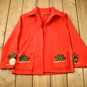 Vintage 1950s Mexican Embroidered Souvenir Jacket / True Vintage / Souvenir / Patchwork / South Western / Travel And Tourism / Cactus Flower