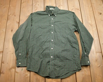 Chemise Vintage 90's Structure - Coupe Classique Manches Longues à Boutons - Taille L - Style Preppy