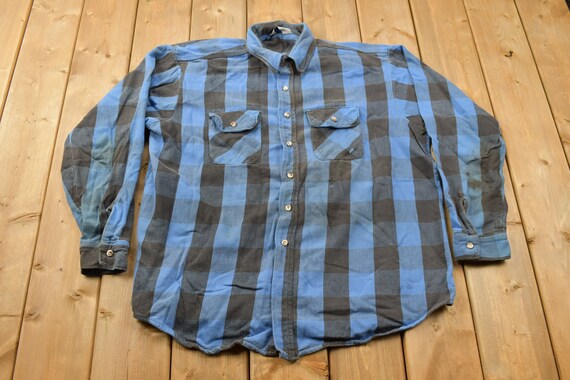 Buy Vintage 1990s Five Brother Tall Man Plaid Flannel Button up 