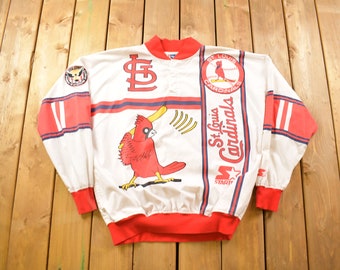 Vintage 1980s St Louis Cardinals MLB Starter Henley Sweater / All Over Print / Retro MLB Pullover / 90s All Over Print / Vintage Starter