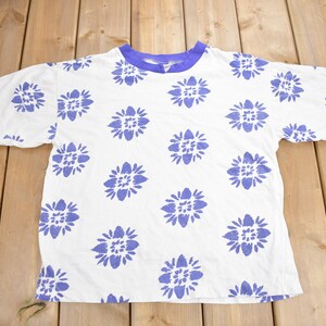Vintage 1990s Floral Theme All Over Print Graphic T Shirt / Vintage T Shirt / Streetwear / Graphic Tee / Single Stitch / Made In USA