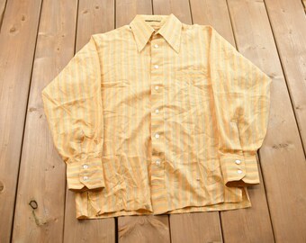 Vintage 1990s Arrow Vertical Striped Button Up Shirt / 1990s Button Up / Vintage Flannel / Basic Button Up / Arrow Vintage Button Up
