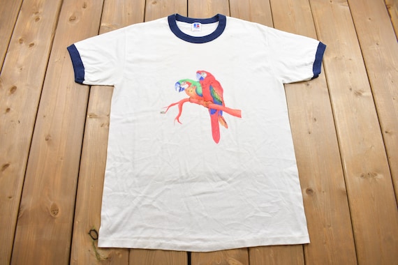 Vintage 1980s Russell Athletic Parrots Graphic Ringer T Vintage 1980s Russell Athletic Parrots Graphic Ringer T