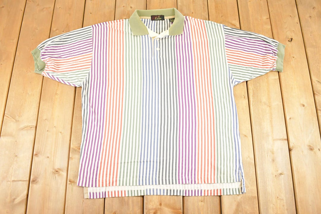 Vintage 1990's at Ease Colorblock Button up Shirt Men's XL / 90's ...