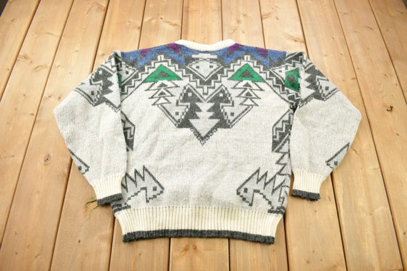 Vintage 1990s Michael Gerald Aztec Theme Knitted … - image 2