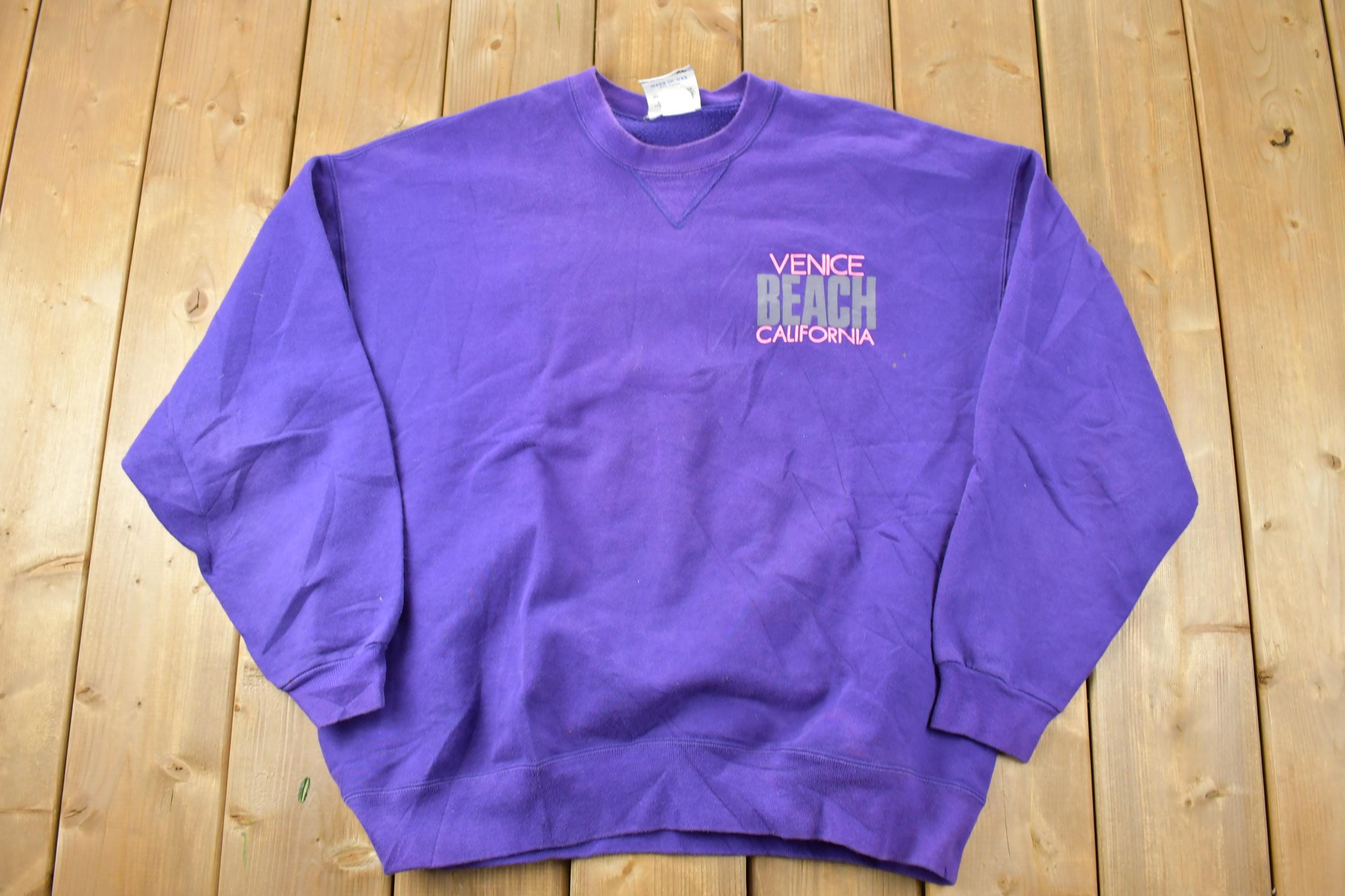 Vintage 1990s Venice Beach California Neon Crewneck Sweatshirt 