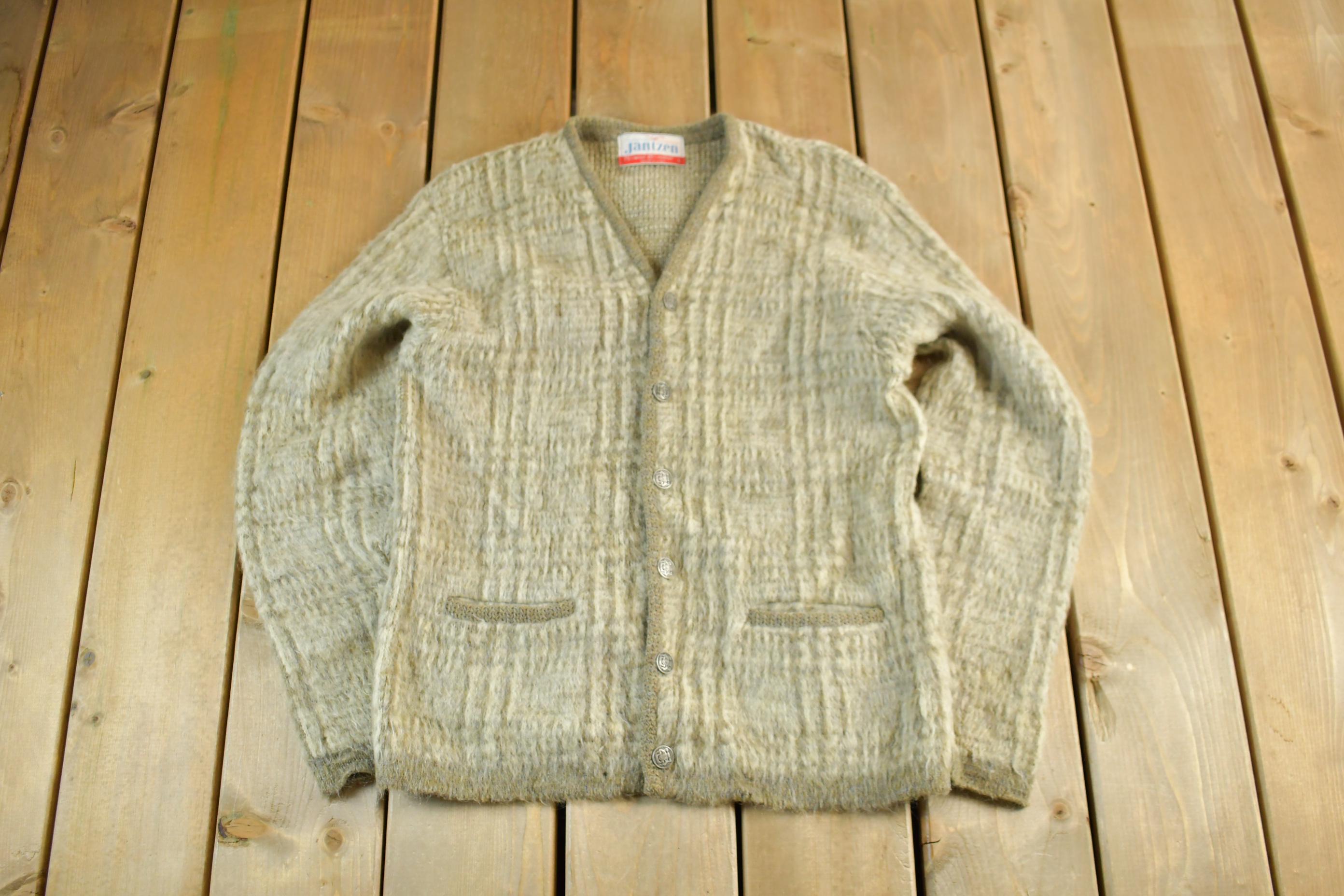 Vintage 1960s Jantzen Mohair Wool Grunge Knit Cardigan Sweater 