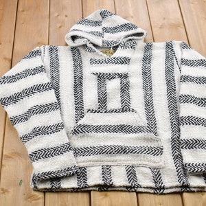 Vintage 1990s Baja Joe Patterned Baja Hoodie / 90s Hoodie / Vintage Sweater / Color Block / Hippy Theme / Vintage Baja Hoodie
