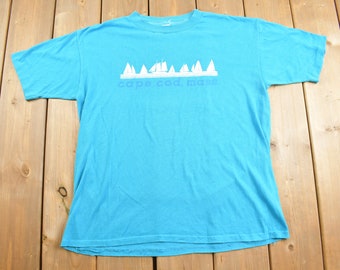 Vintage 1980s Cape Cod Mass Graphic Souvenir T Shirt / Streetwear / Made In USA / Vacation Tee / Travel T Shirt