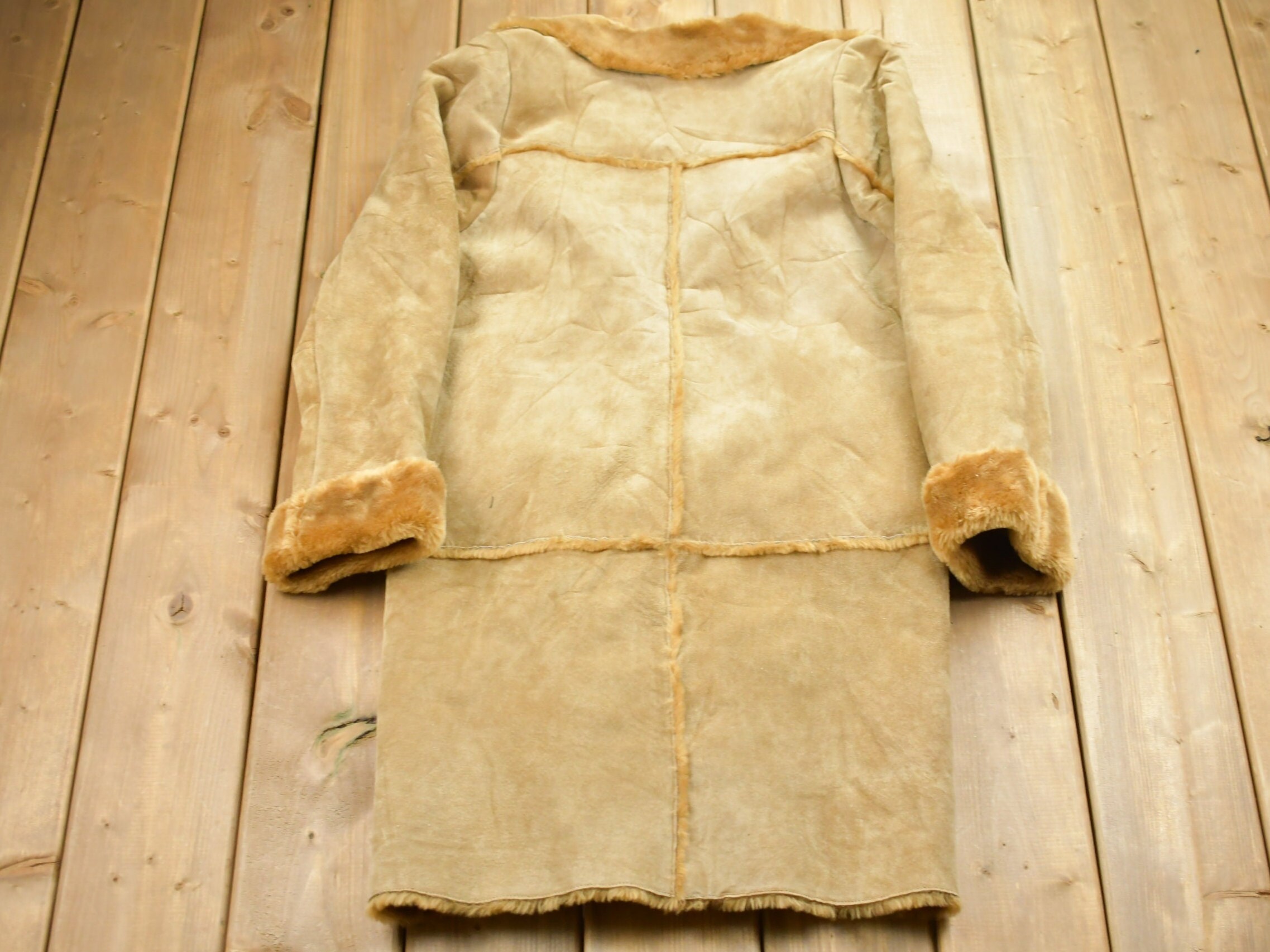 Vintage 1980s Brandon Thomas Shearling Leather Coat / Button