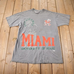 Vintage 1990s University Of Miami Hurricanes Collegiate Graphic T-Shirt Size XL