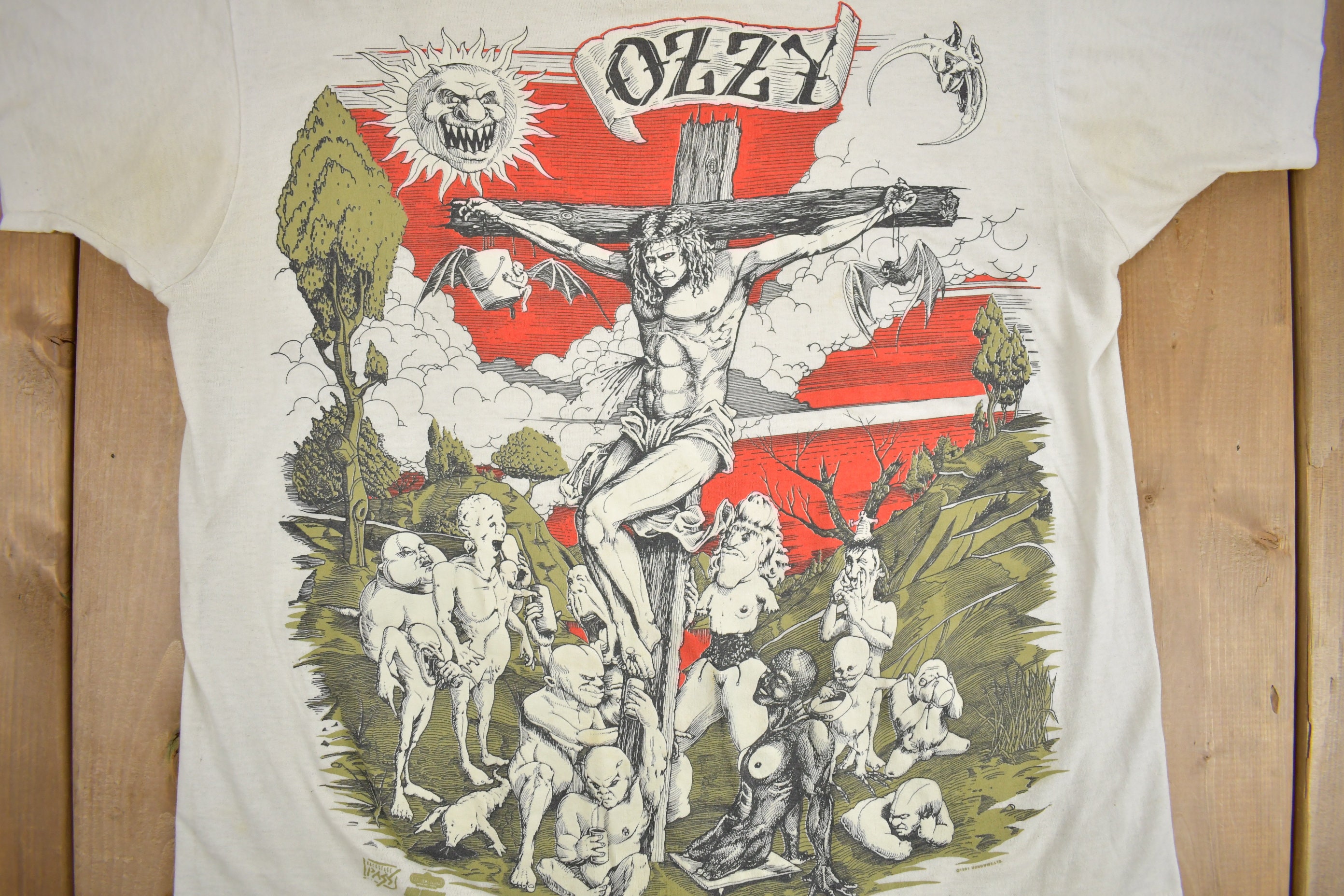 【60％OFF】 Vintage 1991 Ozzy Osbourne Cross Graphic T-shirt / Band Tee トップス
