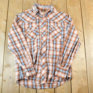 Vintage 1990s Wrangler Western Style kariertes Snap Button Herren M / Made In USA / Rodeo Hemd / Cowboy Hemd