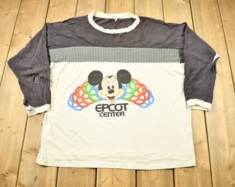 Vintage 1980s Mickey Mouse Epcot Center Long Sleeve T Shirt / Disney World