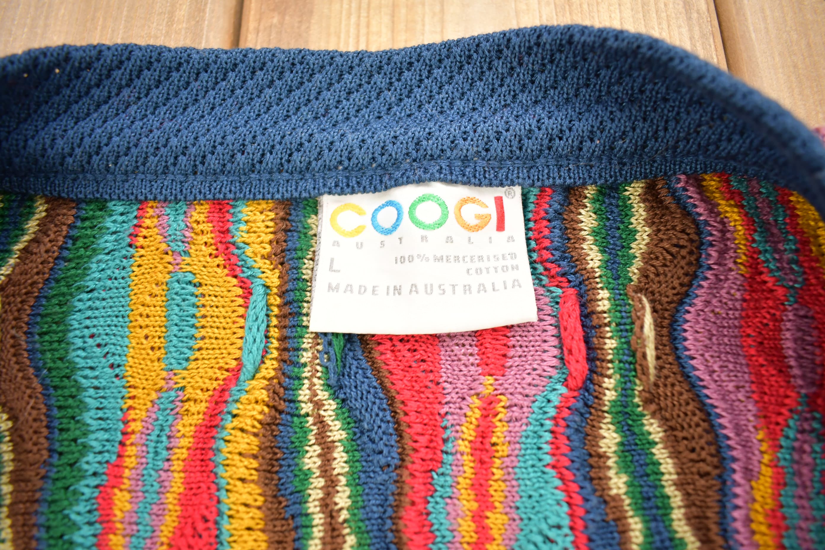 Vintage Coogi Australia 3D Coloured Cable Knit Cardigan Sweater