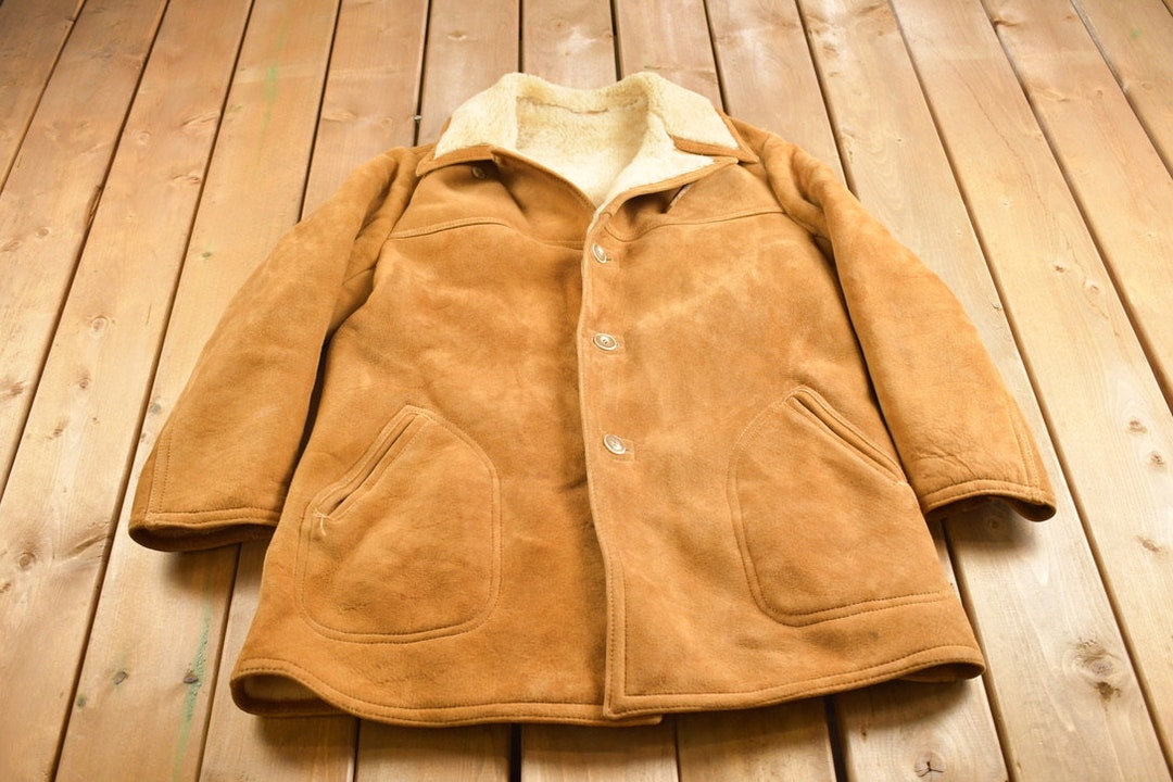 Vintage 1980s Sears the Leather Shearling Jacket / Fall Outerwear ...