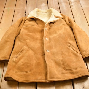 Vintage 1980s Sears The Leather Shearling Jacket / Fall Outerwear / Leather Coat / Winter Outerwear / Streetwear Fashion / Suede