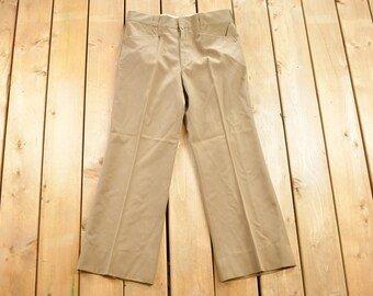 Vintage 1990's Khaki Trousers / Wide Fit Dress Pants / Streetwear / True Vintage / Vintage Workwear / Wool Pants