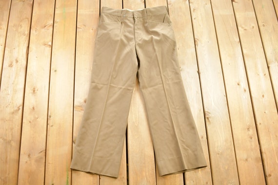 Vintage 1990's Khaki Trousers / Wide Fit Dress Pa… - image 1