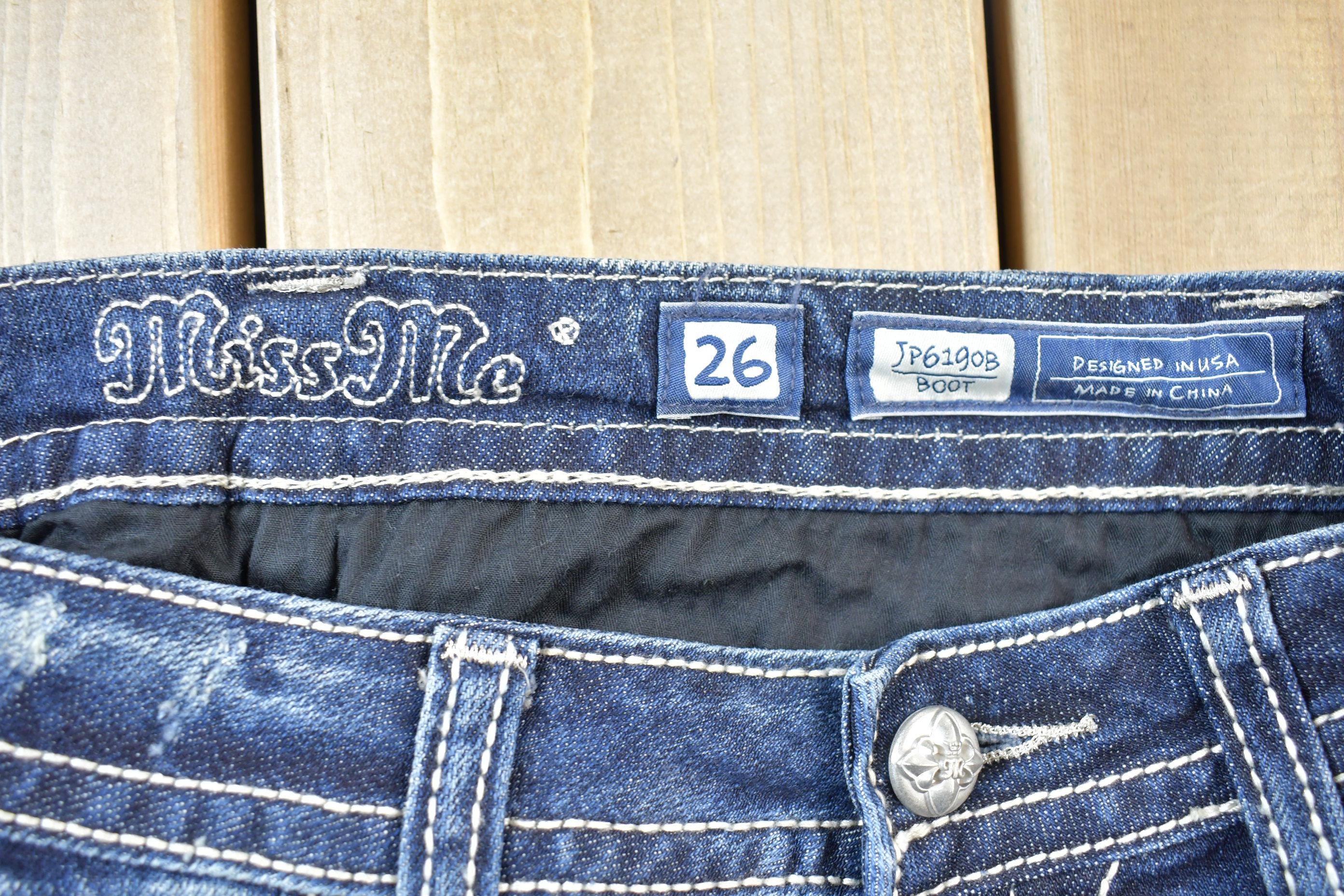 Vintage Y2K Miss Me Bedazzled Low Rise Jeans Size 26x33 / Boot Cut
