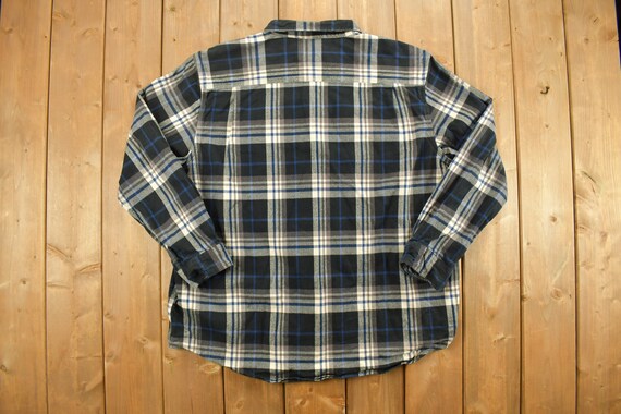 Vintage 1990s Carhartt Plaid Button Up Shirt / 19… - image 2