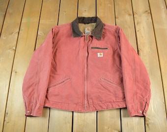 Chaqueta Carhartt Detroit vintage de los años 90, forrada con manta, talla grande para mujer / Estilo desgastado y desteñido / Ropa de trabajo / Estilo urbano