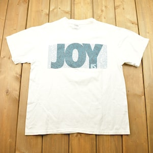 Vintage 1990s JOY Graphic T-Shirt / Joy Is / HMSA / Health Odyssey Grad / Box Logo Shirt / White Tee