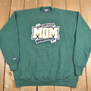 Vintage 1990s Northern Michigan University Mom Collegiate Crewneck / Embroidered / Sweatshirt / Sportswear / Americana / Made in USA