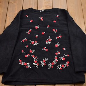 Vintage 1990s Floral Crewneck Sweatshirt / 90s Crewneck / Souvenir / Athleisure / Streetwear / Fleece