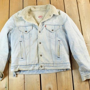 Vintage 1990s Levis Shearling Jean Jacket Made In USA / Vintage Levis Jacket
