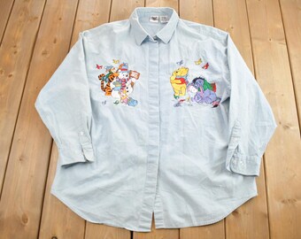 Camisa con botones vintage de los años 90 del catálogo de Winnie the Pooh de Disney / Camisa con botones de los años 90 / Disney vintage / Bordada