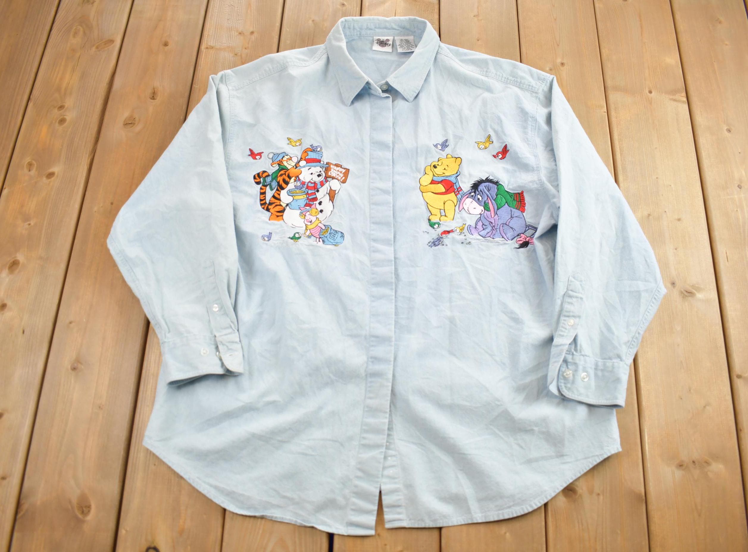 Vintage 1990s Disney Winnie The Pooh Catalog Button Up Shirt / 90s Button Up / Vintage Disney / Embroidered