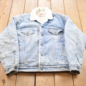 Vintage 1980s Levi&#39;s Sherpa Jacke Light Wash Denim / Vintage Jeans / Streetwear / Levi&#39;s Red Tab / Herbstjacke / Levi&#39;s Denim
