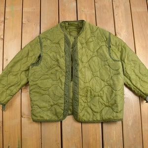 Vintage 1990s Military M65 Jacket Lining / Button Up Jacket Liner / US Army Green / Vintage Utility Jacket / Streetwear Fashion /