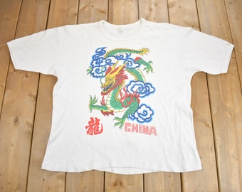 Vintage 1990s China Drachen T-Shirt / Vintage T-Shirt / Streetwear / Drachen-Grafik-T-Shirt / Einzelstich