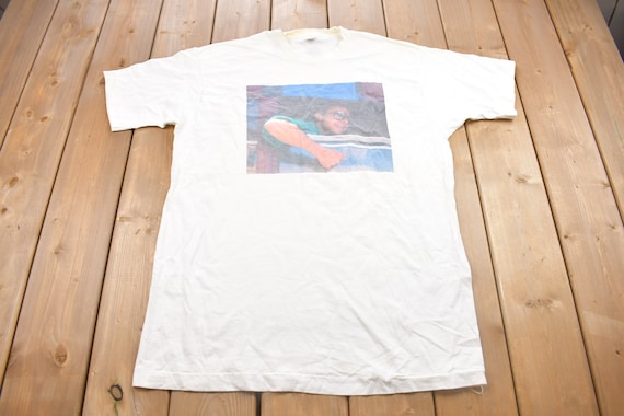 Vintage 1990s Picture of Random Guy Graphic T Shirt / *Stained* / Discoloration / Vintage T Shirt / Streetwear / Single Stitch / Made In USA