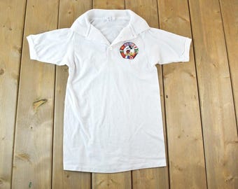 Vintage 1990s Youth Disney World Epcot Centre Cartoon Promo Polo Shirt / 90s Graphic Tee / Vintage Mickey Mouse / Made In USA / 90s Disney