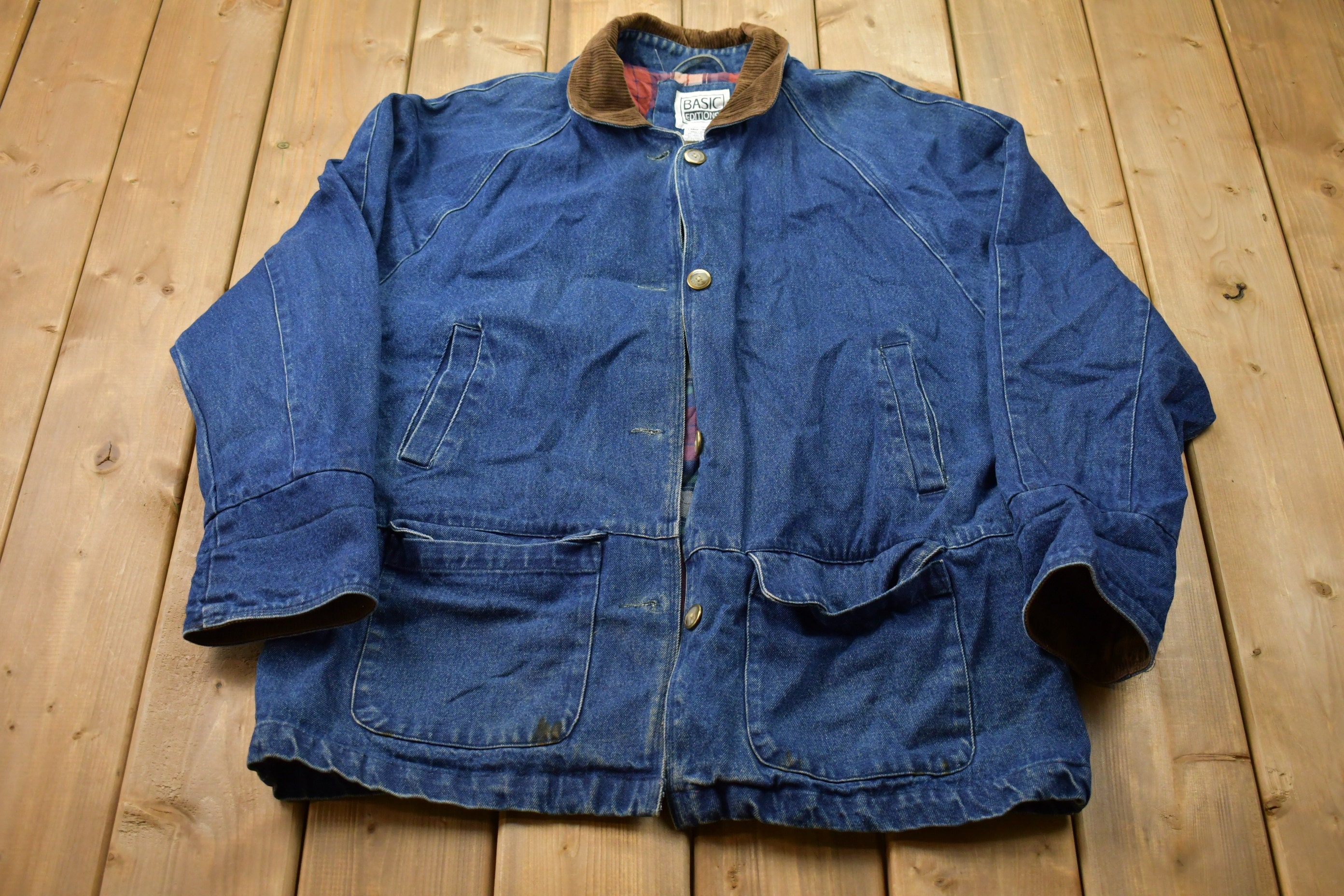 Vintage 1990s Basic Editions Denim Chore Jacket / Vintage Denim
