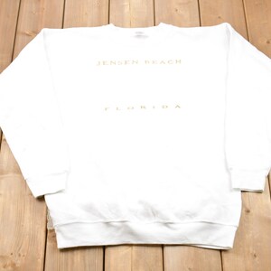 Vintage 1990 Jensen Beach Florida Embroidered Logo Crewneck Sweatshirt / 90s Crewneck / Souvenir / Athleisure / Travel And Tourism