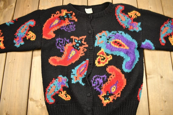 Vintage 1980s Psychedelic Paisley Pattern Knitted… - image 3