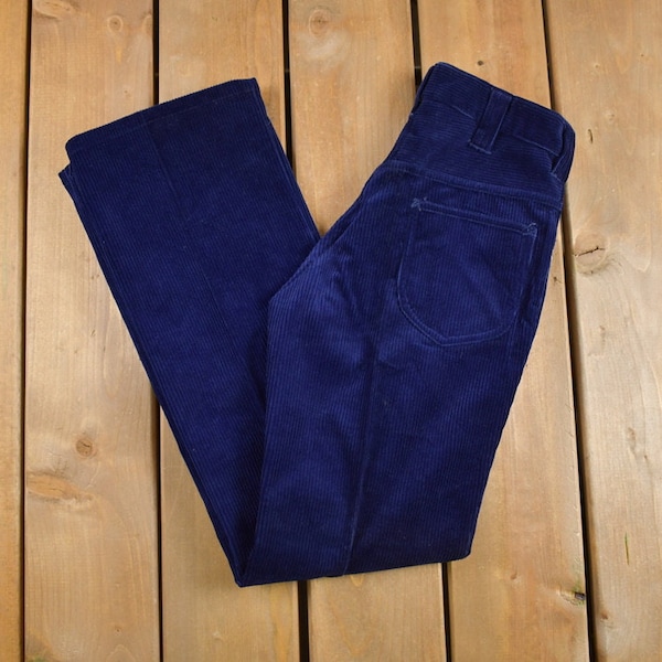 Vintage 1970s Golden Horse Navy Blue Corduroy Pants Size 26 x 30 / Cords / True Vintage / High Waist / 70s Fashion / 80s