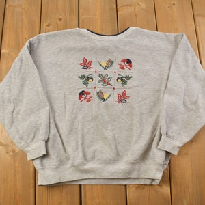 Vintage 1990s Acorns and Pinecones Themed Crewneck Sweatshirt / 90s Crewneck / Outdoors / Streetwear / Embroidered