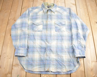 Vintage 1980s Pendleton High Grade Western Wear Plaid Button Up Shirt / 100% Virgin Wool / Casual Wear / Made In USA / Flannel
