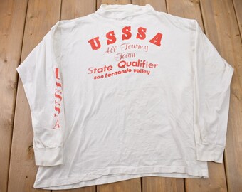 Vintage 1980s USSSA All Journey Team State Qualifier Single Stitch Long Sleeve T-Shirt / Musician Promo / 80s  / Made In USA / Anvil