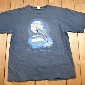 Vintage 1990s Leaping Dolphins Graphic T-Shirt / Made In USA / Single Stitch / Streetwear / Nature T Shirt / Outdoorsman